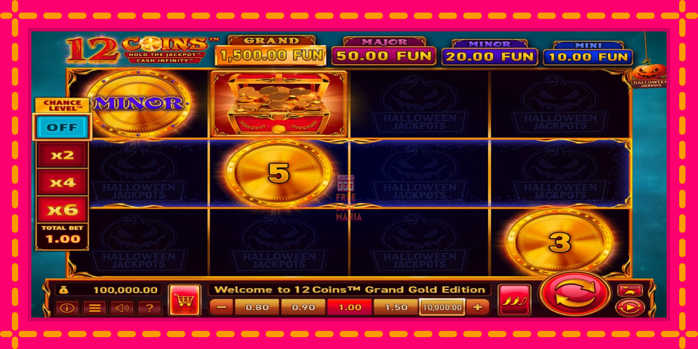 Automat 12 Coins Grand Gold Edition Halloween Jackpots z jasną grafiką, zdjęcie 1