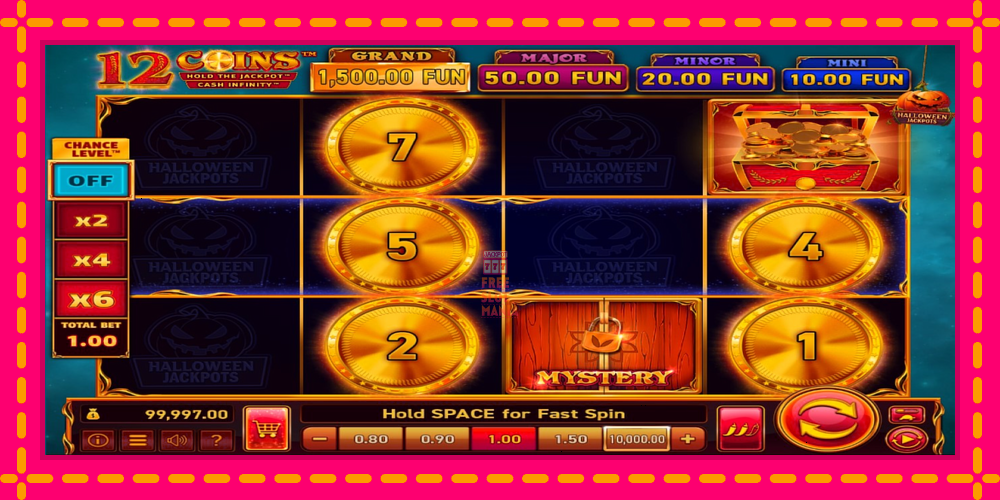 Automat 12 Coins Grand Gold Edition Halloween Jackpots z jasną grafiką, zdjęcie 2