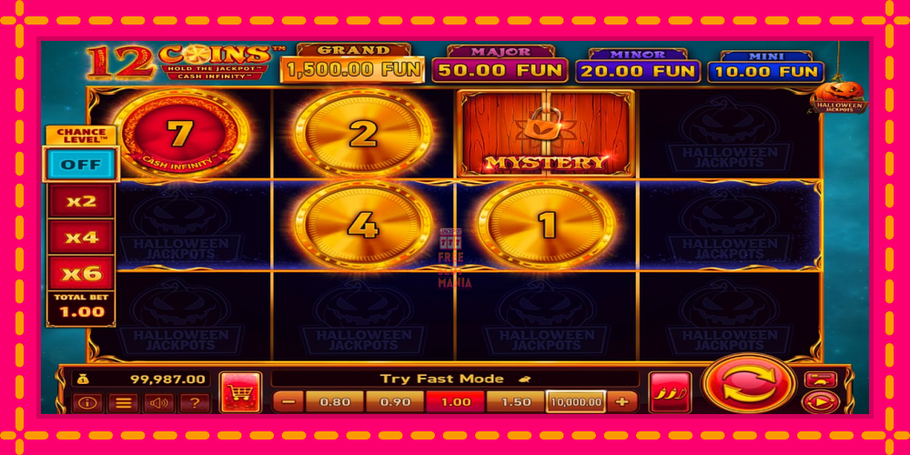 Automat 12 Coins Grand Gold Edition Halloween Jackpots z jasną grafiką, zdjęcie 3