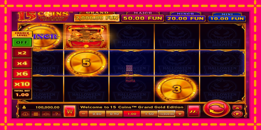 Automat 15 Coins Grand Gold Edition Halloween Jackpot z jasną grafiką, zdjęcie 1