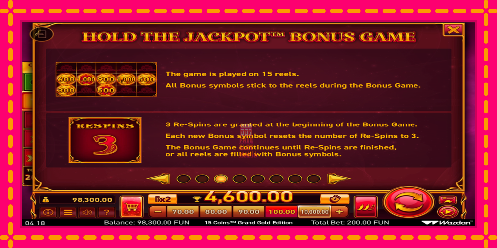 Automat 15 Coins Grand Gold Edition Score The Jackpot z jasną grafiką, zdjęcie 5