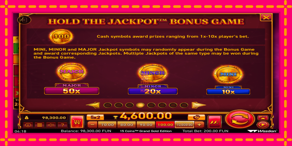 Automat 15 Coins Grand Gold Edition Score The Jackpot z jasną grafiką, zdjęcie 6