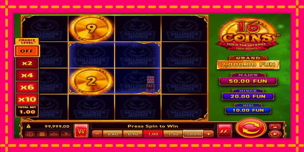 Automat 16 Coins Grand Gold Edition Halloween Jackpots z jasną grafiką, zdjęcie 2