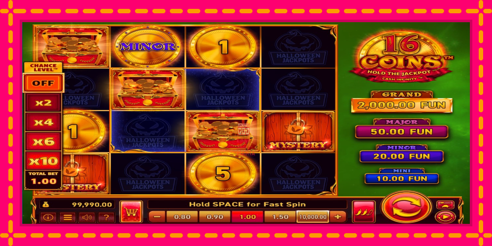 Automat 16 Coins Grand Gold Edition Halloween Jackpots z jasną grafiką, zdjęcie 3