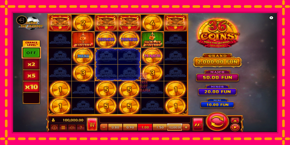 Automat 36 Coins Score The Jackpot z jasną grafiką, zdjęcie 2