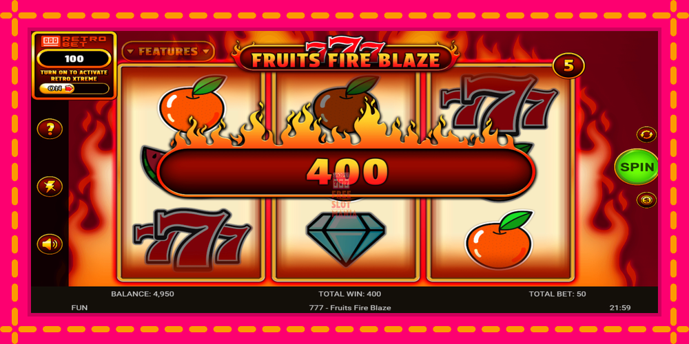 Automat 777 - Fruits Fire Blaze z jasną grafiką, zdjęcie 4