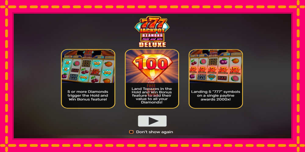 Automat 777 Jackpot Diamond Hold and Win Deluxe z jasną grafiką, zdjęcie 1