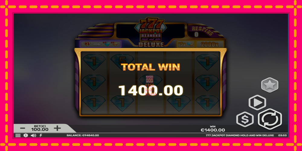 Automat 777 Jackpot Diamond Hold and Win Deluxe z jasną grafiką, zdjęcie 5