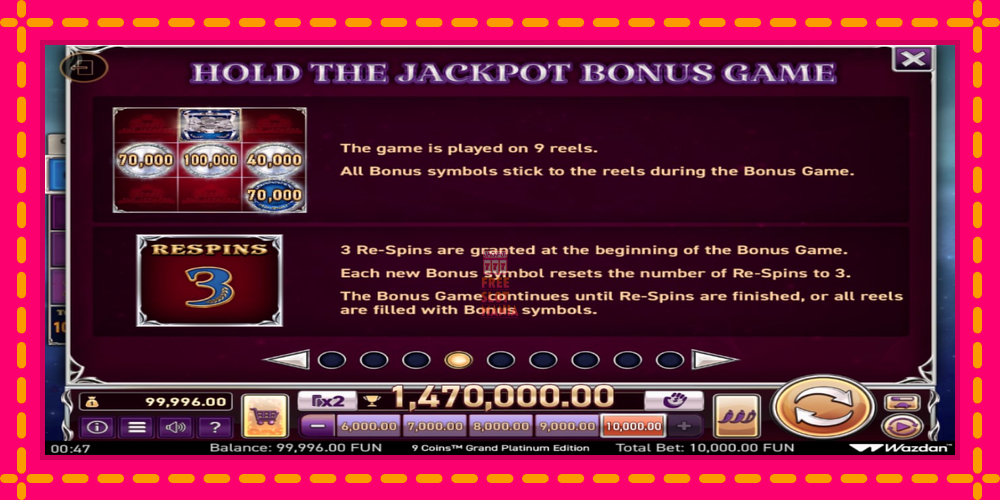 Automat 9 Coins Grand Platinum Edition Score The Jackpot z jasną grafiką, zdjęcie 4