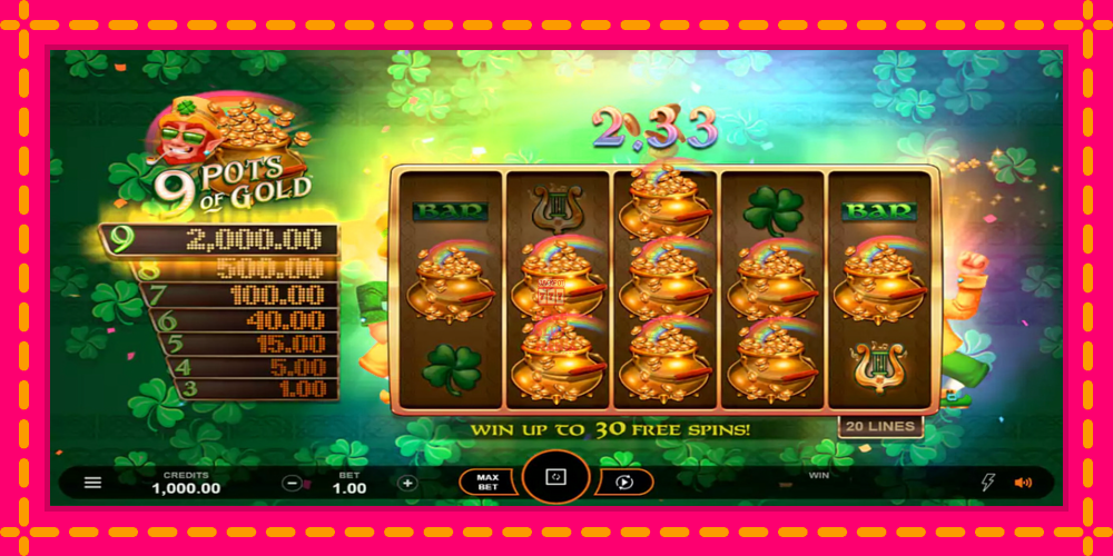 Automat 9 Pots of Gold Land & Win z jasną grafiką, zdjęcie 5