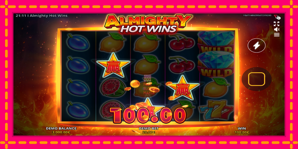 Automat Almighty Hot Wins z jasną grafiką, zdjęcie 3