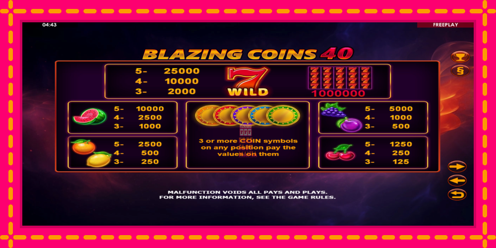 Automat Blazing Coins 40 z jasną grafiką, zdjęcie 4