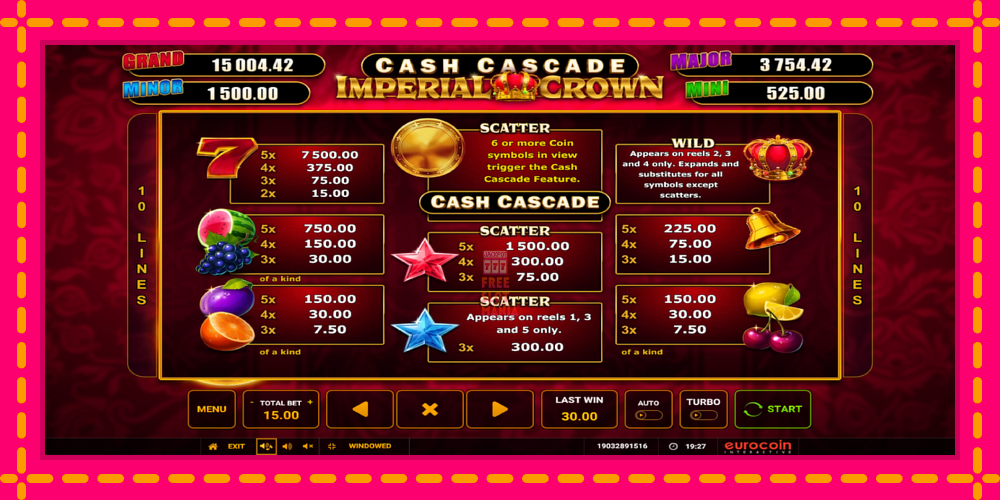 Automat Cash Cascade Imperial Crown z jasną grafiką, zdjęcie 5