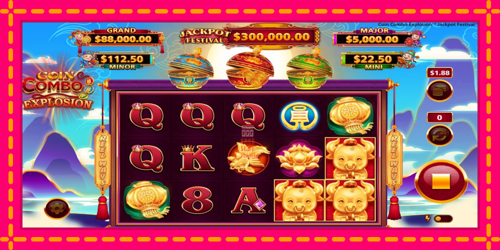 Automat Coin Combo Explosion Jackpot Festival z jasną grafiką, zdjęcie 2