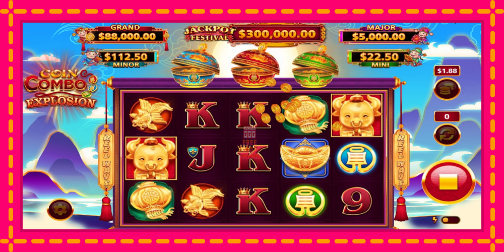 Automat Coin Combo Explosion Jackpot Festival z jasną grafiką, zdjęcie 3