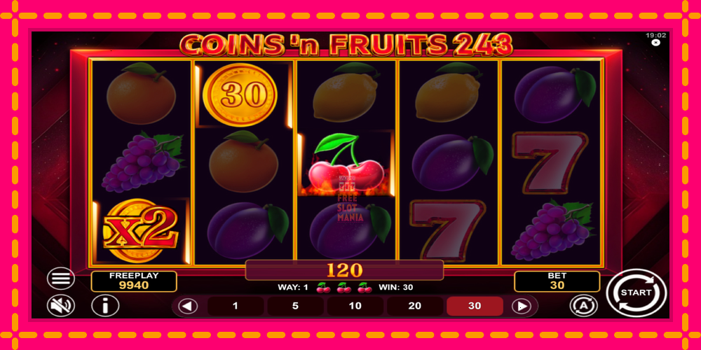 Automat Coinsn Fruits 243 z jasną grafiką, zdjęcie 4