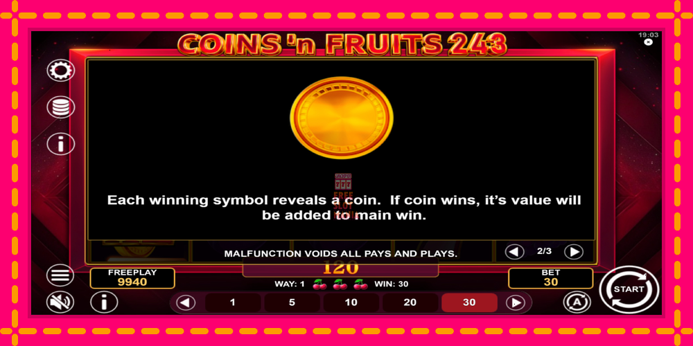 Automat Coinsn Fruits 243 z jasną grafiką, zdjęcie 6