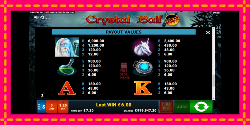 Automat Crystal Ball Red Hot Firepot z jasną grafiką, zdjęcie 5