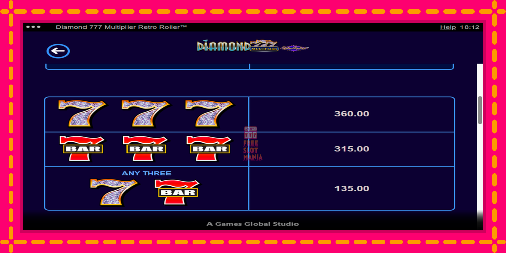 Automat Diamond 777 Multiplier Retro Roller z jasną grafiką, zdjęcie 6