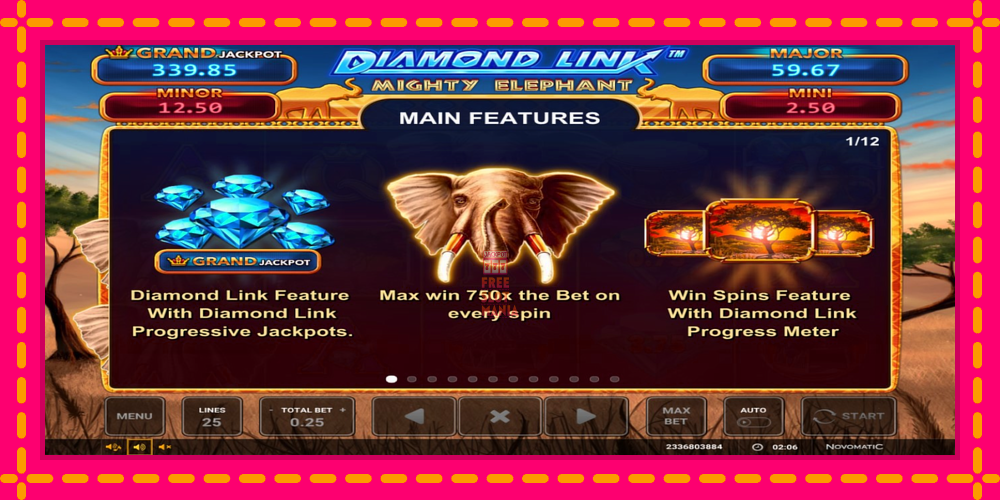 Automat Diamond Link: Mighty Elephant z jasną grafiką, zdjęcie 3