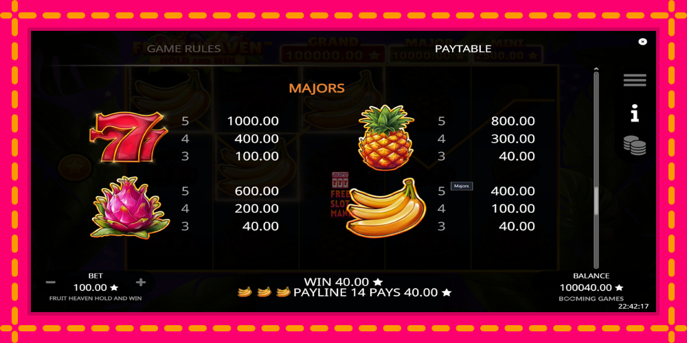 Automat Fruit Heaven Hold and Win z jasną grafiką, zdjęcie 6