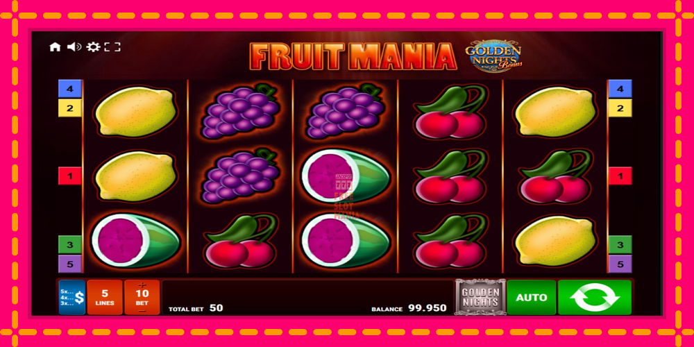 Automat Fruit Mania Golden Nights z jasną grafiką, zdjęcie 1