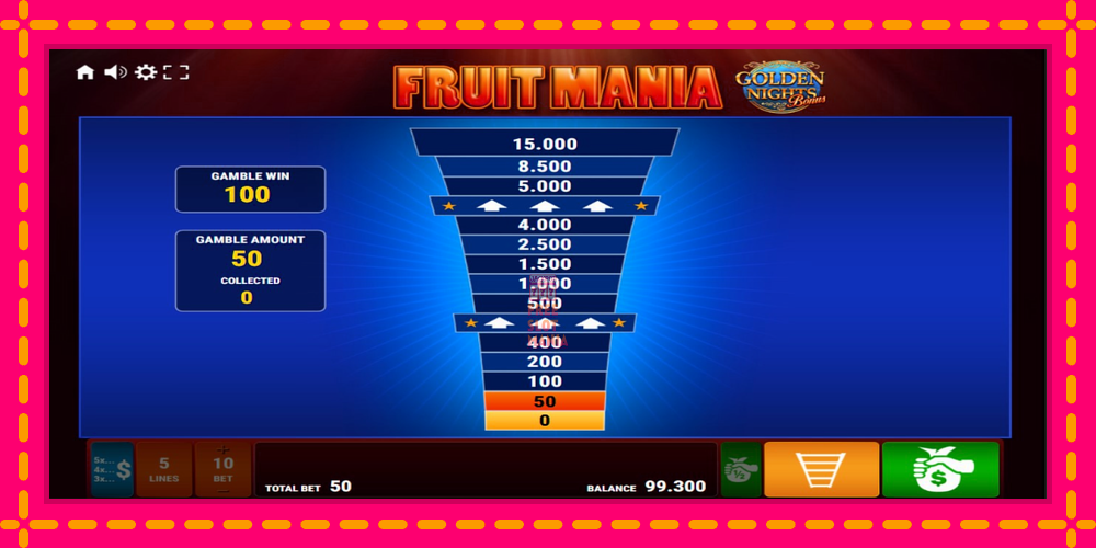 Automat Fruit Mania Golden Nights z jasną grafiką, zdjęcie 3