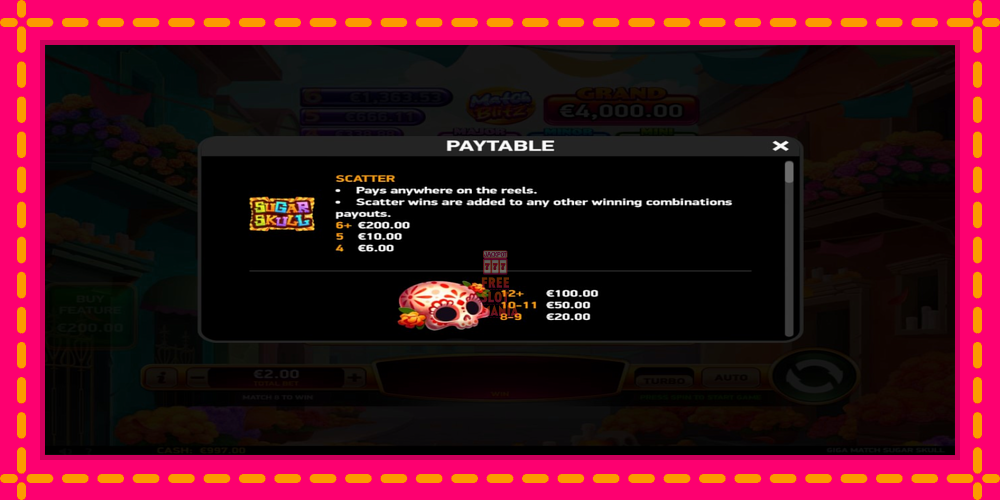 Automat Giga Match Sugar Skull z jasną grafiką, zdjęcie 4