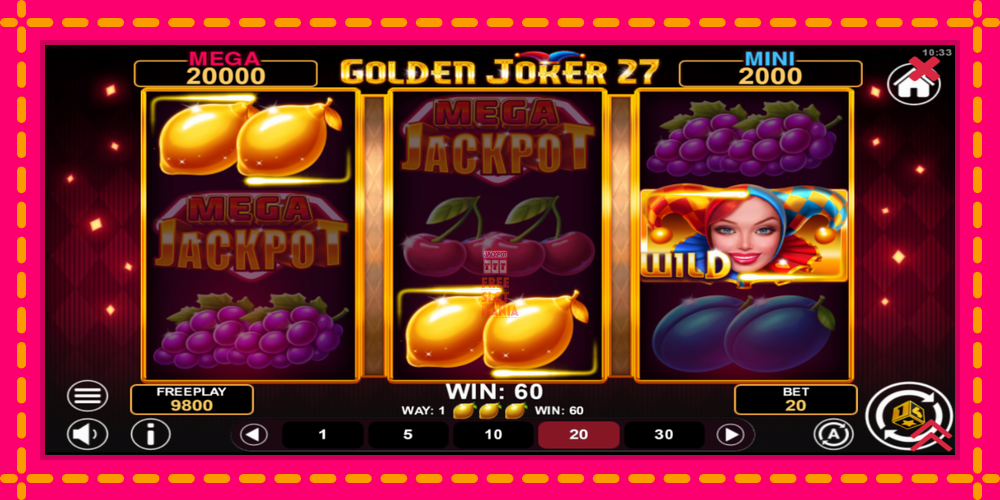 Automat Golden Joker 27 Hold & Win z jasną grafiką, zdjęcie 3