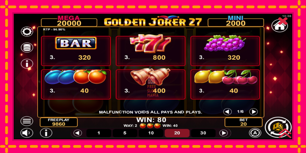 Automat Golden Joker 27 Hold & Win z jasną grafiką, zdjęcie 5