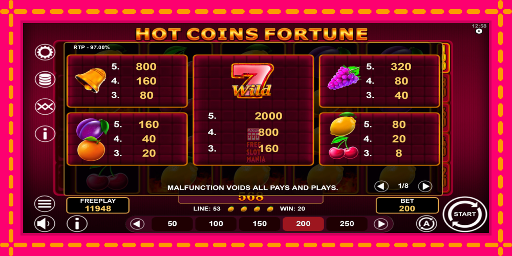 Automat Hot Coins Fortune z jasną grafiką, zdjęcie 5