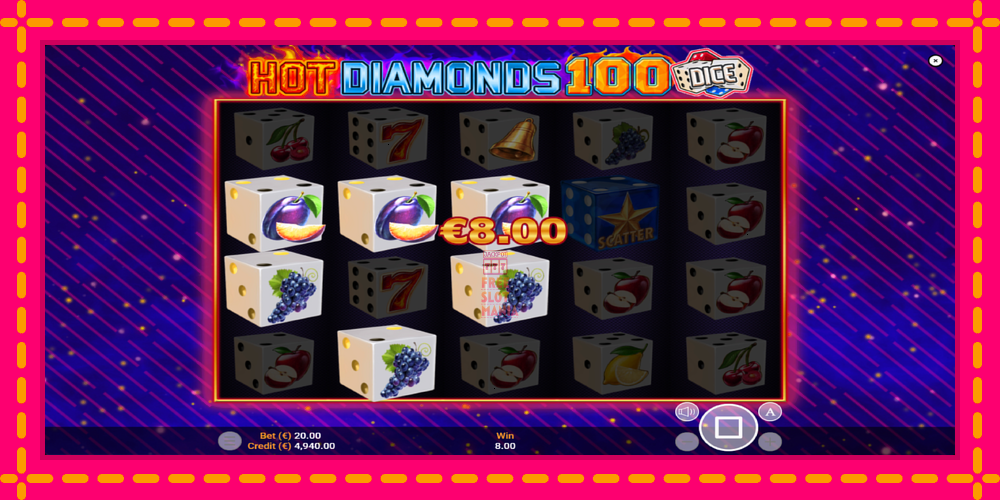 Automat Hot Diamonds 100 Dice z jasną grafiką, zdjęcie 2