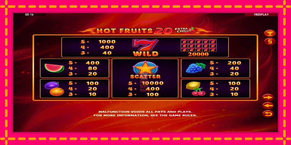 Automat Hot Fruits 20 Extra Chillis z jasną grafiką, zdjęcie 4