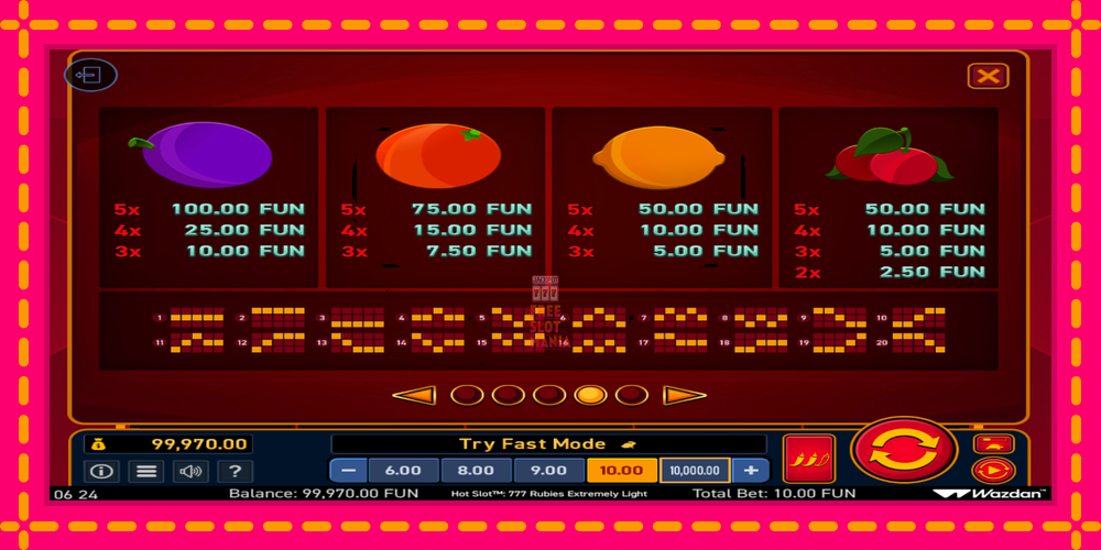 Automat Hot Slot 777 Rubies Extremely Light z jasną grafiką, zdjęcie 6