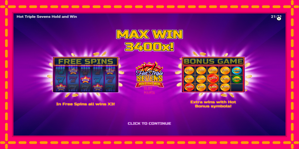 Automat Hot Triple Sevens Hold & Win z jasną grafiką, zdjęcie 1