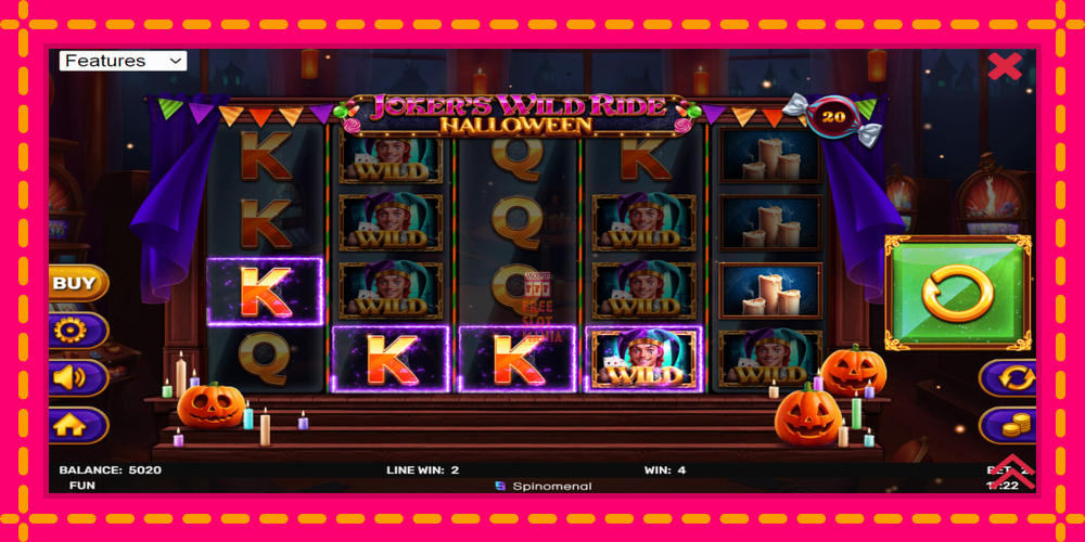 Automat Jokers Wild Ride Halloween z jasną grafiką, zdjęcie 4