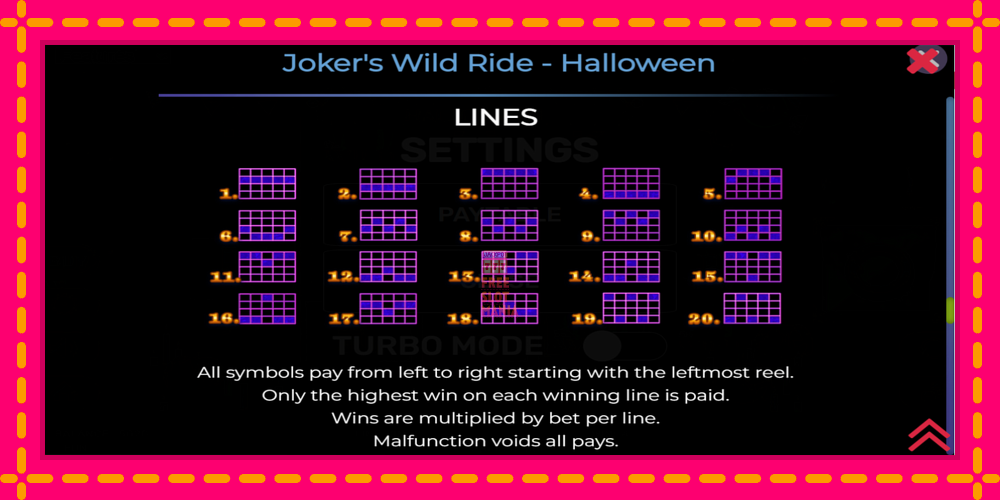 Automat Jokers Wild Ride Halloween z jasną grafiką, zdjęcie 7