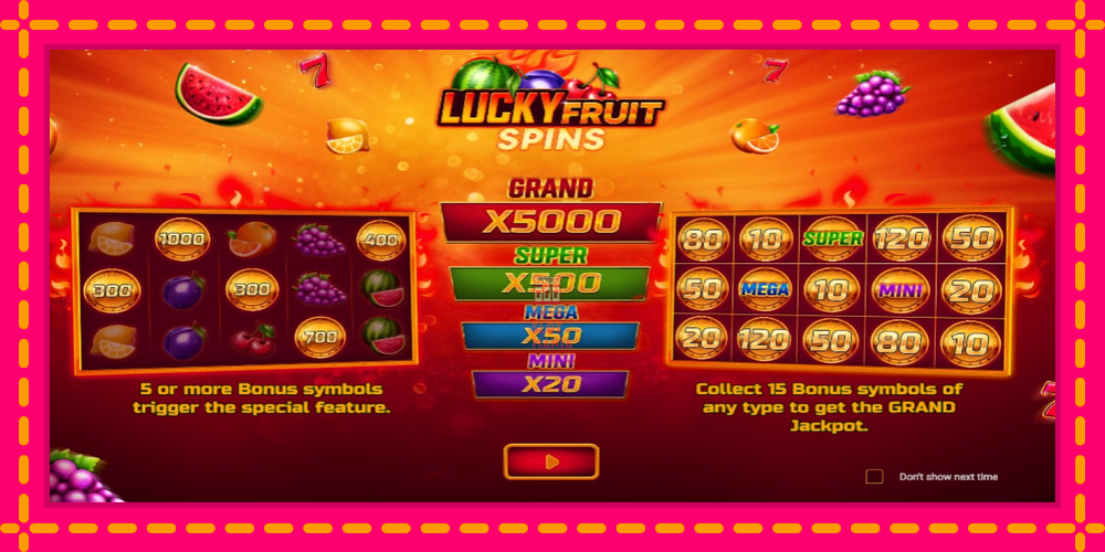 Automat Lucky Fruit Spins Bonus Buy z jasną grafiką, zdjęcie 1