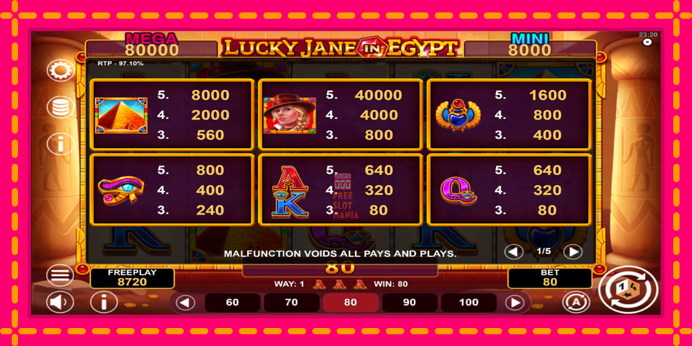 Automat Lucky Jane in Egypt Hold & Win z jasną grafiką, zdjęcie 5