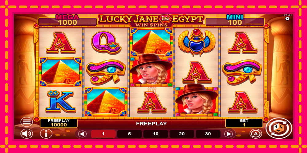 Automat Lucky Jane in Egypt Win Spins z jasną grafiką, zdjęcie 1