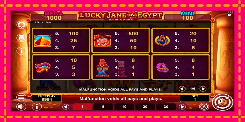 Automat Lucky Jane in Egypt Win Spins z jasną grafiką, zdjęcie 6