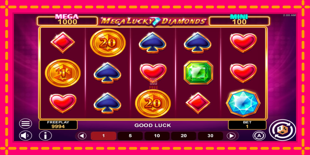 Automat Mega Lucky Diamonds Hold & Win z jasną grafiką, zdjęcie 2