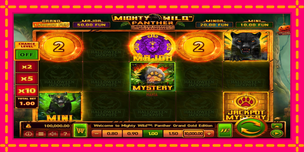 Automat Mighty Wild: Panther Grand Gold Edition Halloween Jackpots z jasną grafiką, zdjęcie 1