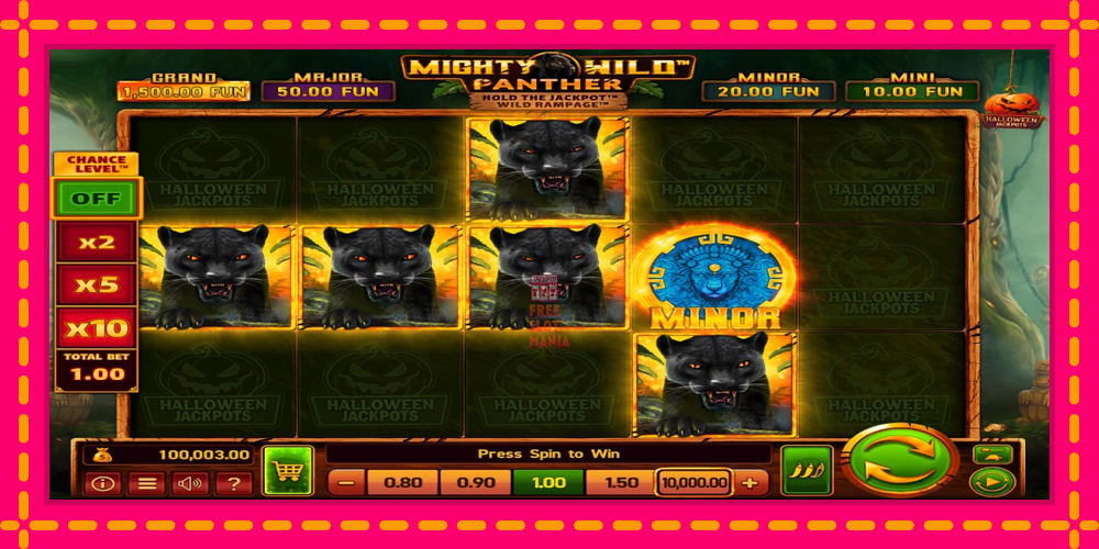 Automat Mighty Wild: Panther Grand Gold Edition Halloween Jackpots z jasną grafiką, zdjęcie 2