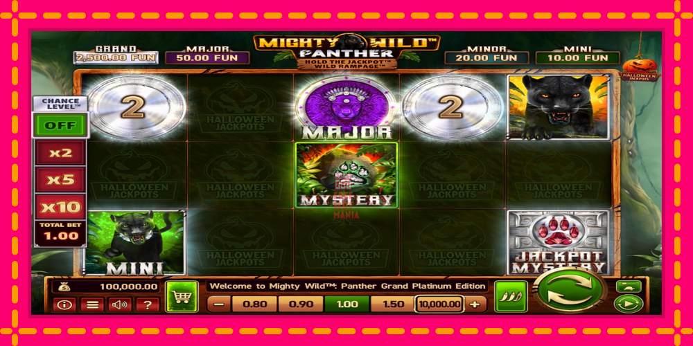 Automat Mighty Wild: Panther Grand Platinum Edition Halloween Jackpots z jasną grafiką, zdjęcie 1