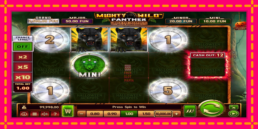 Automat Mighty Wild: Panther Grand Platinum Edition Halloween Jackpots z jasną grafiką, zdjęcie 2