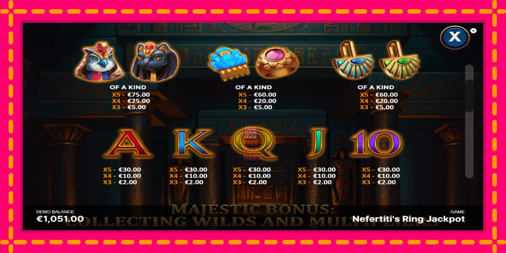 Automat Nefertitis Ring Jackpot z jasną grafiką, zdjęcie 6