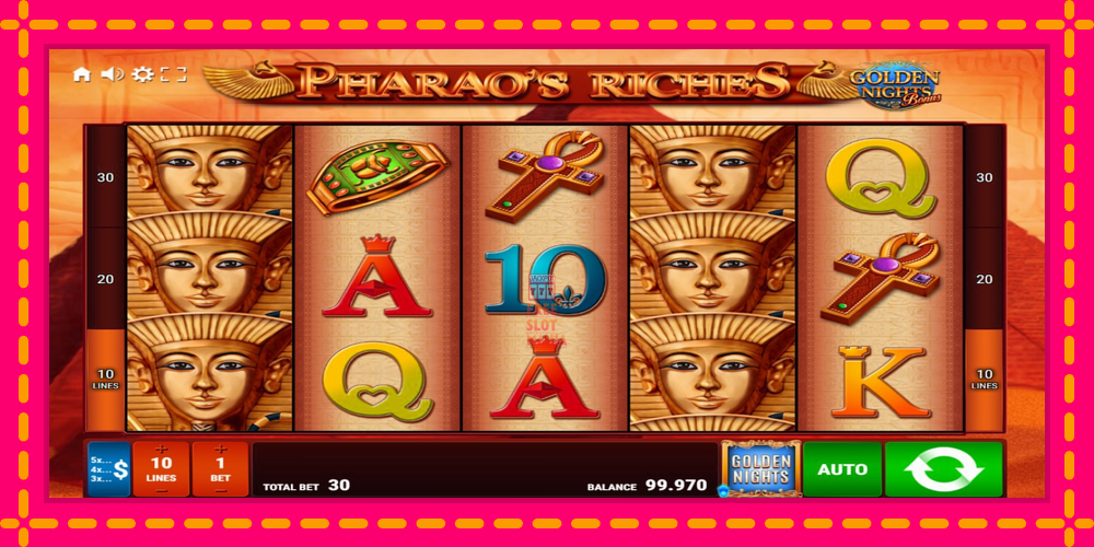 Automat Pharaos Riches Golden Nights z jasną grafiką, zdjęcie 2