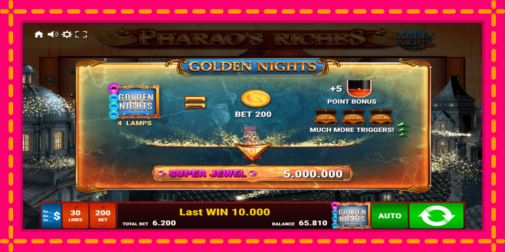 Automat Pharaos Riches Golden Nights z jasną grafiką, zdjęcie 7