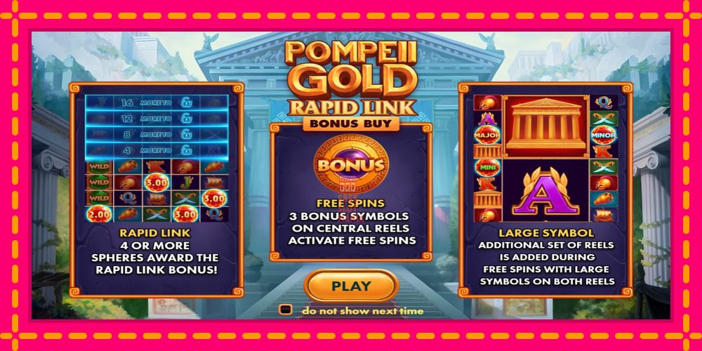 Automat Pompeii Gold Rapid Link Bonus Buy z jasną grafiką, zdjęcie 1